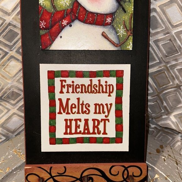 Vintage Christmas Holiday Snowman Bird Key Holder or Stocking Hanger - Picture 3 of 12